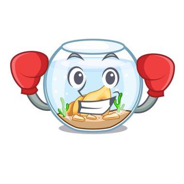 Çizgi film Japon balığı boks bir içinde fishbowl vektör çizim üzerinde