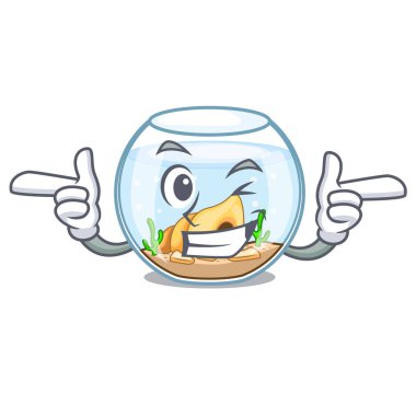 Wink fishbowl cam küre üzerinde maskot vektör çizim içinde