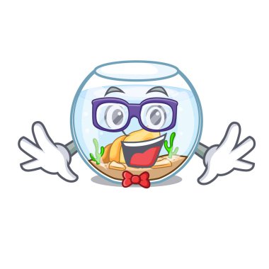 Geek fishbowl cam küre üzerinde maskot vektör çizim içinde