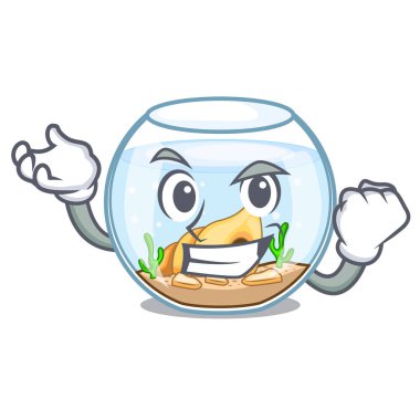 Cam küre maskot vektör çizim üzerinde başarılı fishbowl