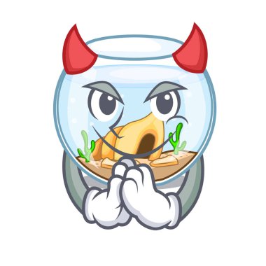 Şeytan fishbowl üzerinde karakter vektör çizim dışında atlama