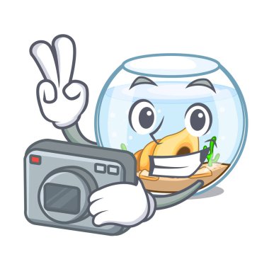 Fotoğrafçı fishbowl üzerinde karakter vektör çizim dışında atlama