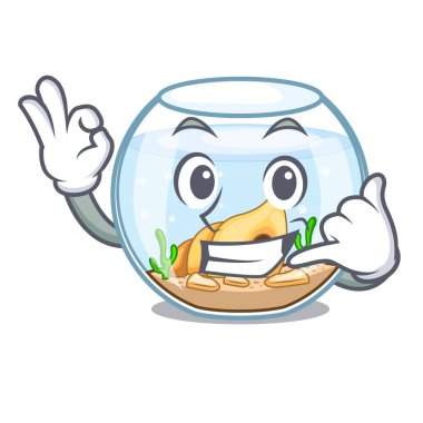 Bana komik bir çizgi film vektör çizim üzerinde fishbowl de