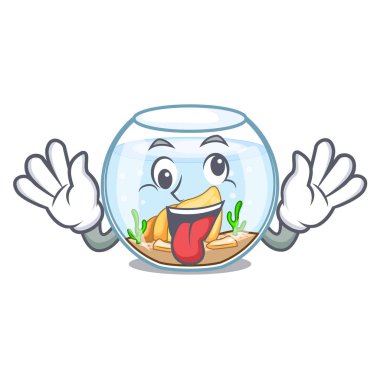 Bir komik karikatür vektör çizim üzerinde deli fishbowl