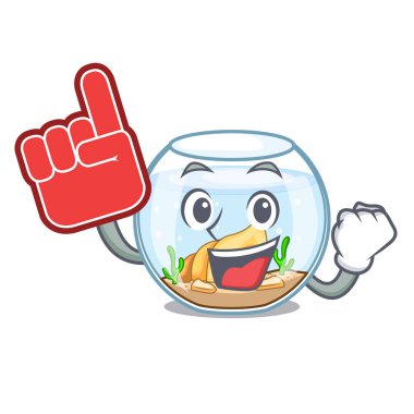 Köpük parmak fishbowl bir komik karikatür vektör çizim üzerinde