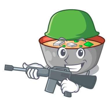 Ordu Japon miso çorbası karikatür kase vektör çizim içinde