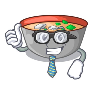 İşadamı Asya çorba Kupası maskotu vektör illustrartion üzerinde izole