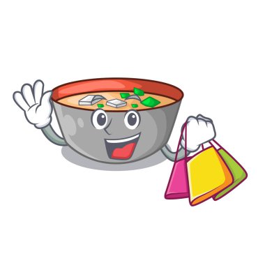 Asya çorba Kupası maskotu vektör illustrartion üzerinde izole alışveriş