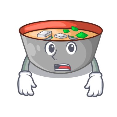 Korkarım miso çorbası kase tablo karakter vektör çizim