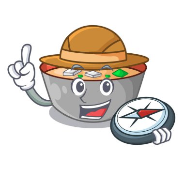 Tablo karakter vektör çizim Gezgini miso çorbası kase