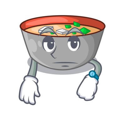Miso çorbası karikatür vektör çizim lezzetli yemek bekliyor