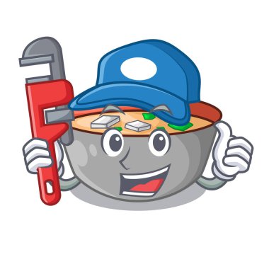 Miso çorbası karikatür vektör çizim tesisatçı lezzetli yemek