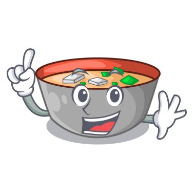Miso çorbası karikatür vektör çizim parmak lezzetli yemek