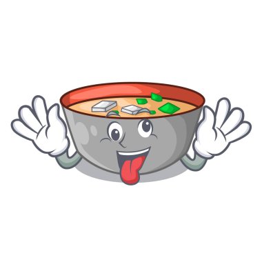 Miso çorbası karikatür vektör çizim deli lezzetli yemek