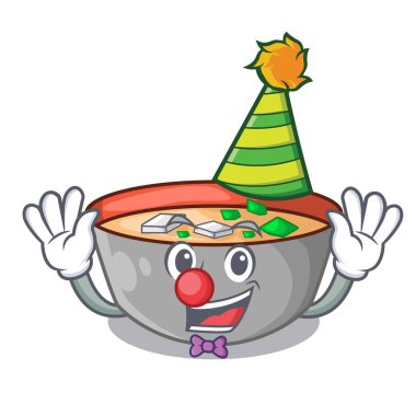 Miso çorbası karikatür vektör çizim palyaço lezzetli yemek