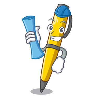 Mimar kalem maskot vektör çizim için kullanılabilir