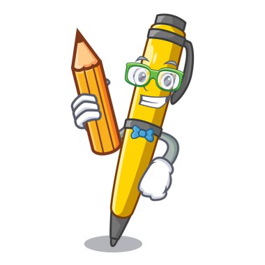 Öğrenci kalem maskot vektör çizim için kullanılabilir
