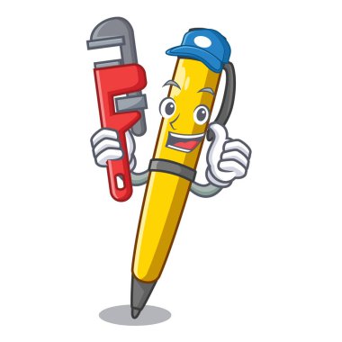 Tesisatçı antika mürekkep kalem şekil üzerinde çizgi film vektör çizim