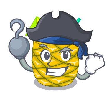 Korsan ananas suyu ile karikatür vektör çizim üzerinde süslenmiş