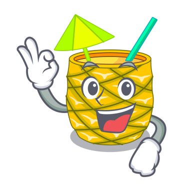 Cam maskot vektör çizim üzerinde iyi ananas suyu