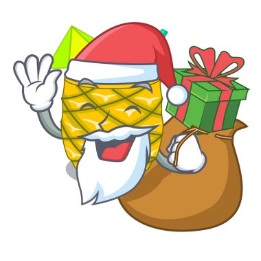 Noel Hediyelik şişeler ananas suyu üzerinde çizgi film tablo vektör çizim ile