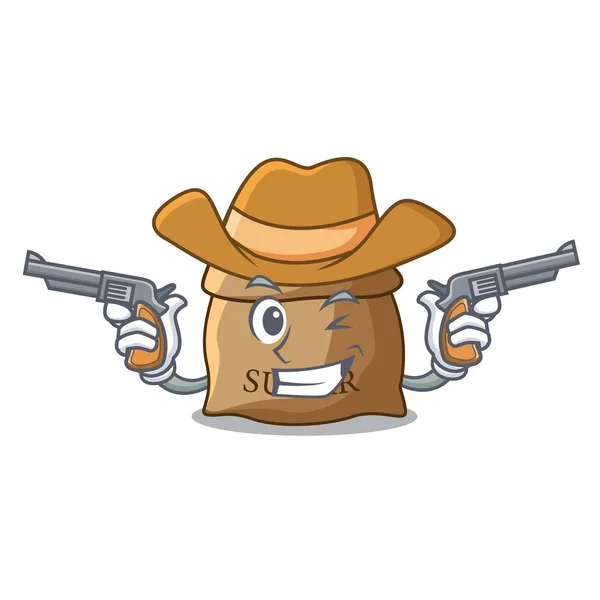 Cowboy Suiker Met Scoop Cartoon Zak Vectorillustratie — Stockvector