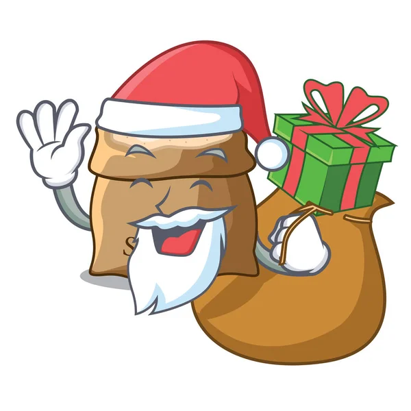 Weihnachtsmann Mit Geschenkzucker Schüssel Isoliert Auf Cartoon Vektor Illustration — Stockvektor