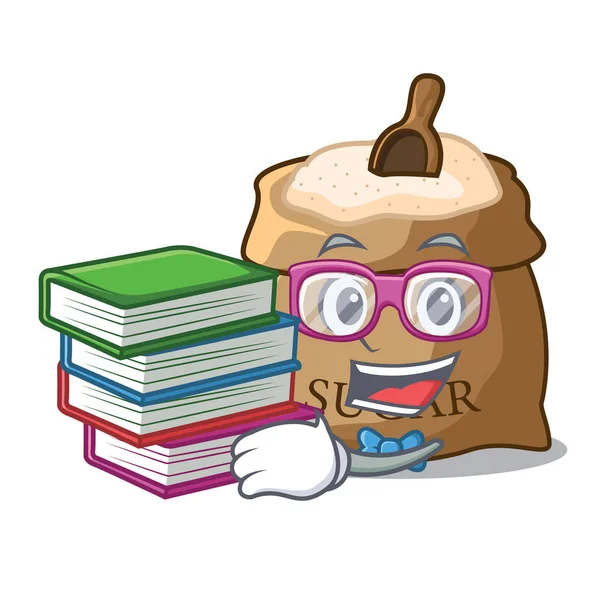 Öğrenci kitap şeker karikatür vektör illüstrasyon izole kase