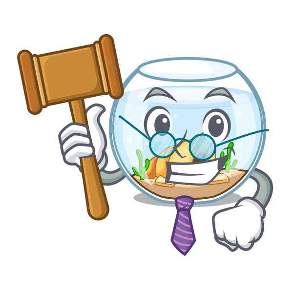 Yargıç fishbowl bir komik karikatür vektör çizim üzerinde