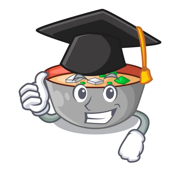 Graduación Asiática Sopa Taza Aislado Mascota Vector Ilustración — Vector de stock