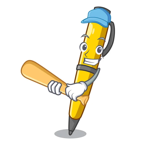 Spelen Honkbal Pen Shape Die Een Cartoon Vector Illustratie — Stockvector