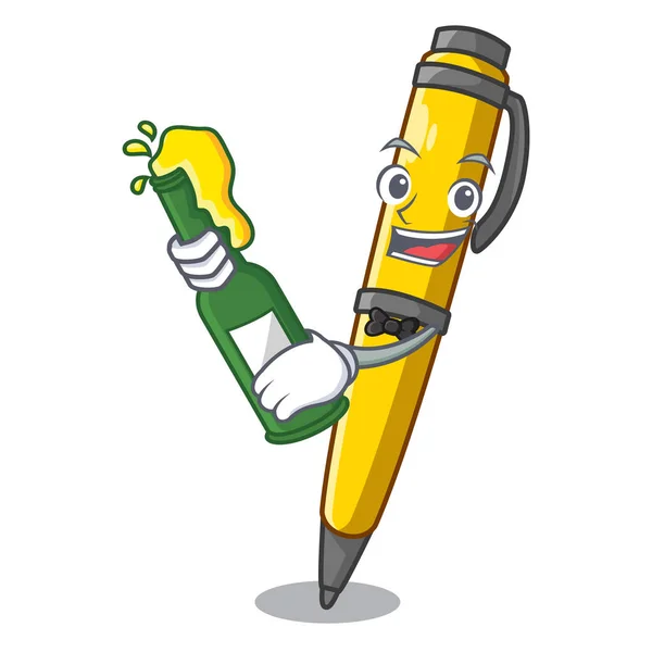与啤酒古色古香的墨水笔形状在动画片向量例证 — 图库矢量图片