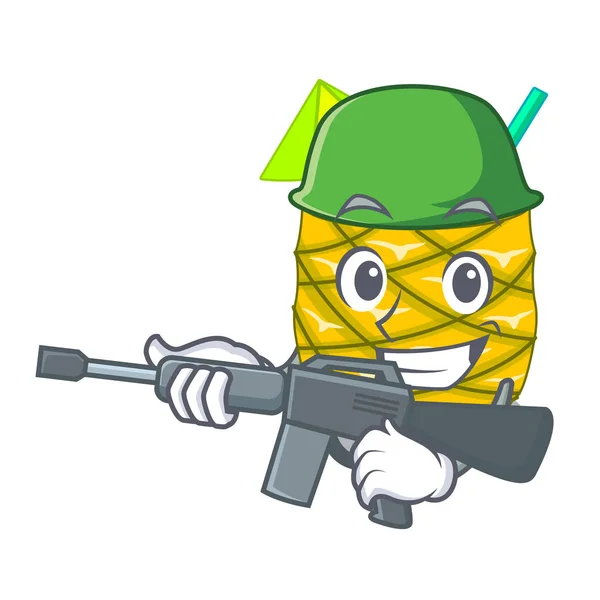 Esercito Succo Ananas Guarnito Con Cartone Animato Vettoriale Illustrazione — Vettoriale Stock