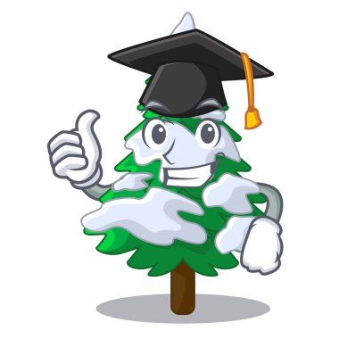 Mezuniyet firs kar üzerinde karakter ağacı vektör çizim ile