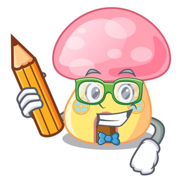 Öğrenci peri House mantar bir karikatür vektör çizim üzerinde