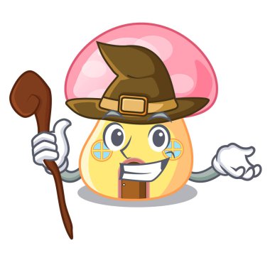 Cadı mantar şekli karakter vektör illustraton evde