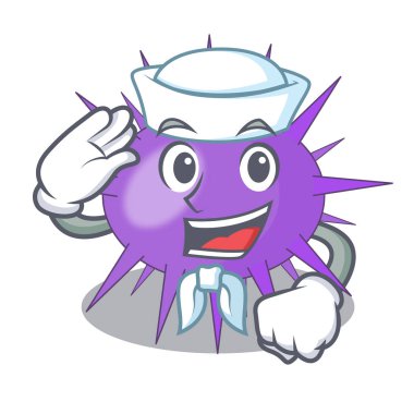 Denizci deniz kestanesi oyma mürekkep çizgi film vektör çizim çizim