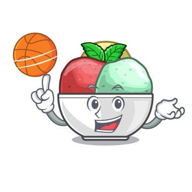 Basketbol sorbe dondurma ile Kupası karikatür vektör çizim