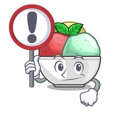 İşareti sorbe dondurma ile Kupası karikatür vektör çizim