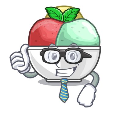 Karakter vektör çizim üzerinde nane kase ile işadamı sorbe