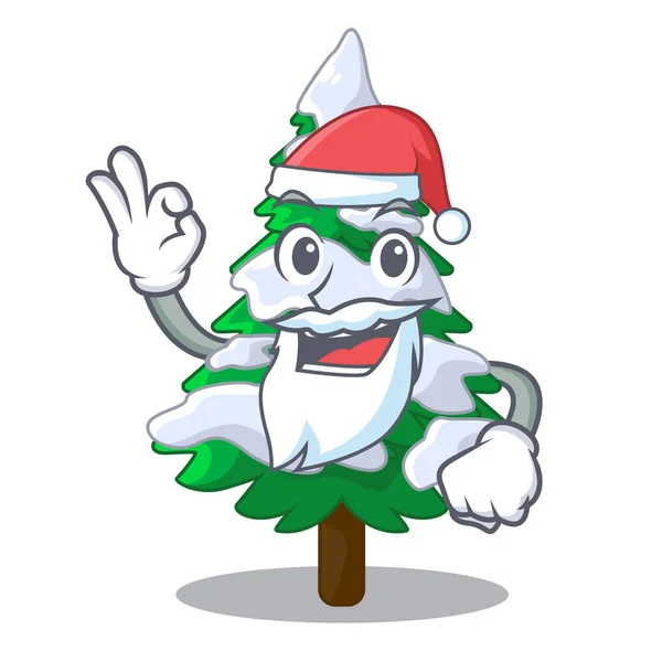 Santa Fir Śnieg Boże Narodzenie Drzewo Kreskówka Wektor Ilustracja — Wektor stockowy