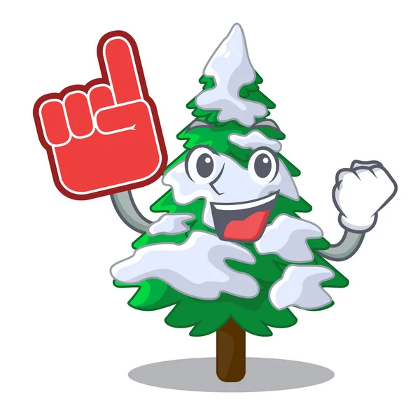雪のクリスマス ツリー漫画ベクトル図と泡指もみ — ストックベクタ