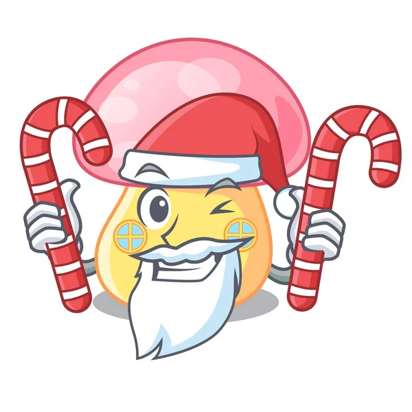 Santa Con Abeto Realista Caramelo Ilustración Vector Dibujos Animados Nieve — Vector de stock