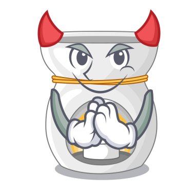 Şeytan aroma lamba yanan mum maskot vektör çizim ile