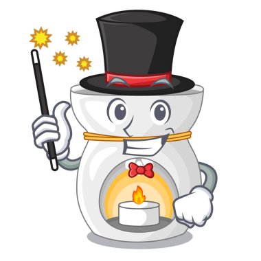 Sihirbaz aroma tedavisi lambası çiçek karikatür vektör çizim ile