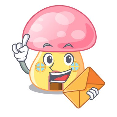 Zarfı peri House mantar ile bir çizgi film vektör çizim üzerinde