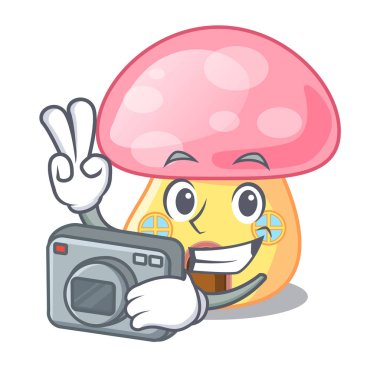 Fotoğrafçı mantar şekli karakter vektör illustraton evde