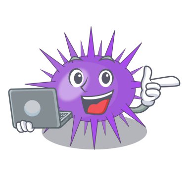 Mürekkep çizgi film vektör çizim oyma dizüstü deniz kestanesi çizim ile