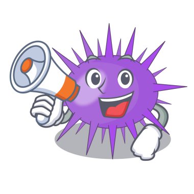 Mürekkep çizgi film vektör çizim oyma megafon deniz kestanesi çizim ile