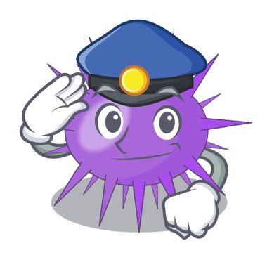 Polis deniz kestanesi oyma mürekkep çizgi film vektör çizim çizim